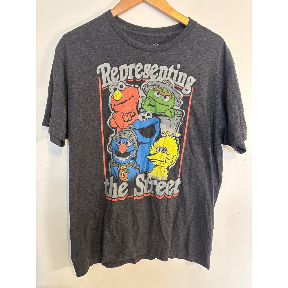 Sesame Street Representing The Street Graphic T-Shirt Grey Mens Large